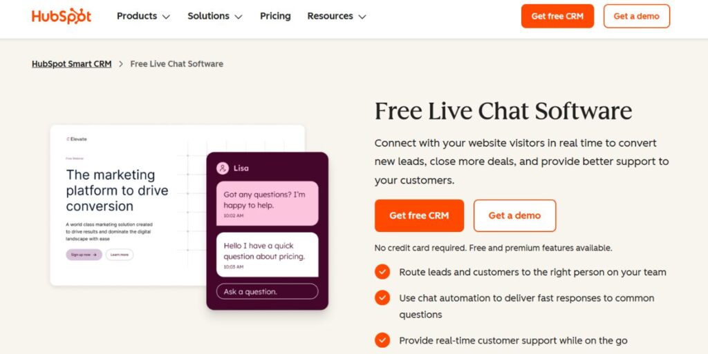 HubSpot Live Chat