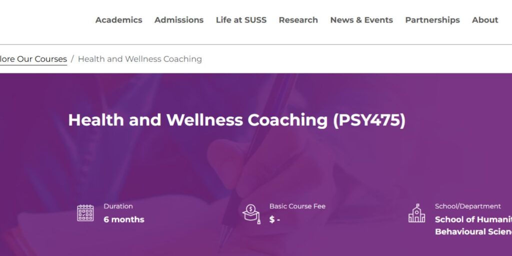 Singapore University of Social Sciences Health and Wellness Coaching